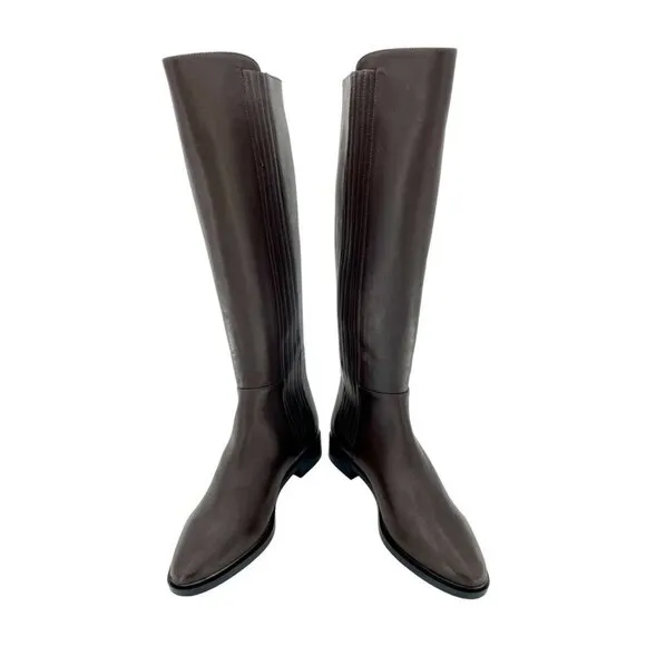Calvin Klein Boots Finley Brown Leather Knee High Coffee Bean SZ 6.5 New