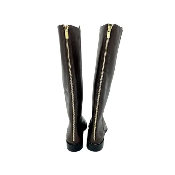 Calvin Klein Boots Finley Brown Leather Knee High Coffee Bean SZ 6.5 New