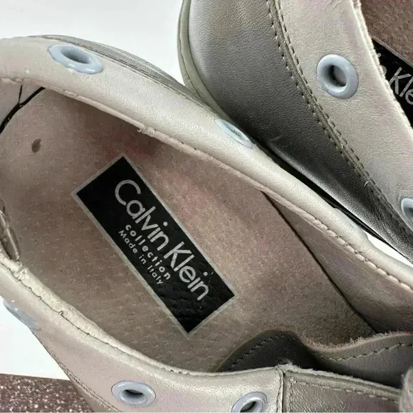 Calvin Klein men fashion sneakers size 12 gray Italian leather