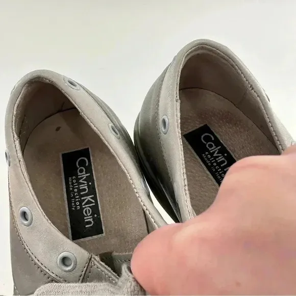 Calvin Klein men fashion sneakers size 12 gray Italian leather