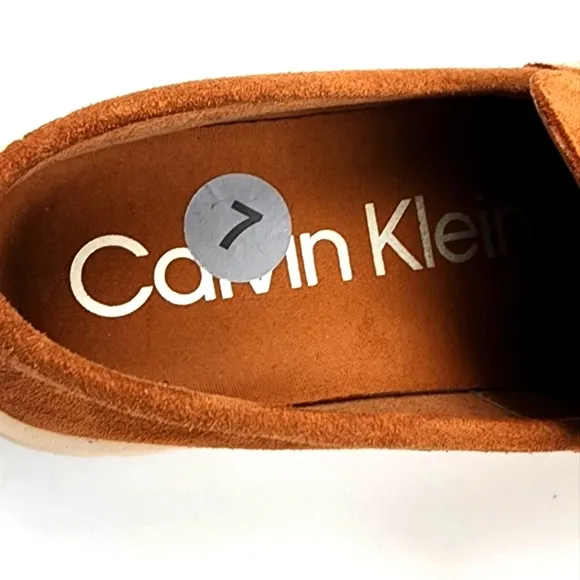 Calvin Klein Men's Carch Brown Suede Loafers Size 7