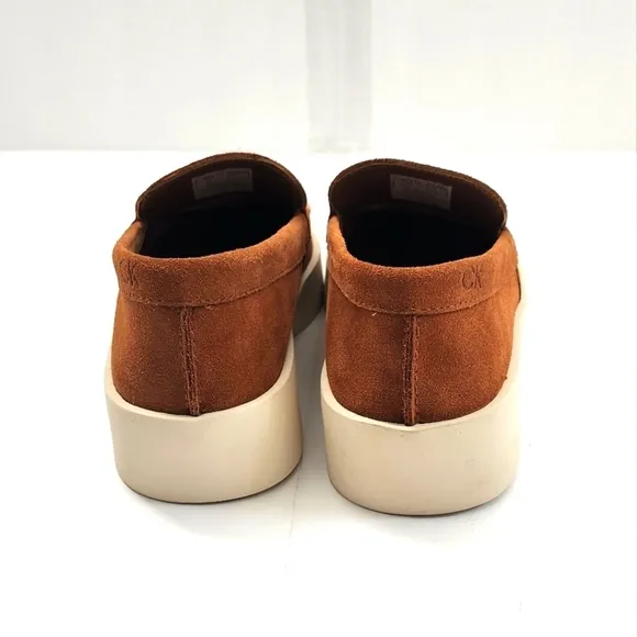 Calvin Klein Men's Carch Brown Suede Loafers Size 7