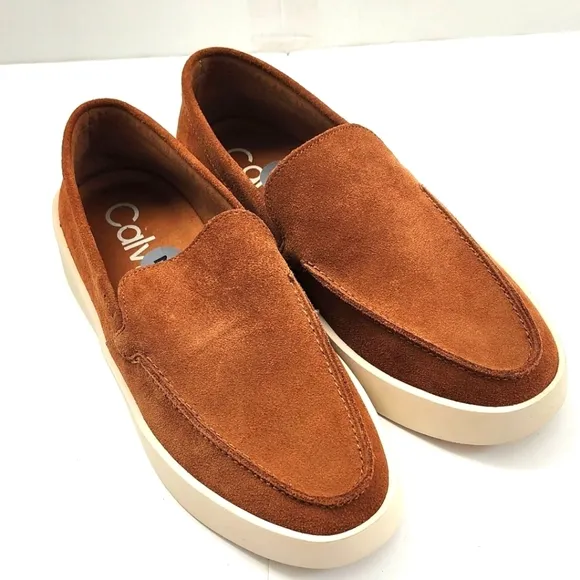 Calvin Klein Men's Carch Brown Suede Loafers Size 7