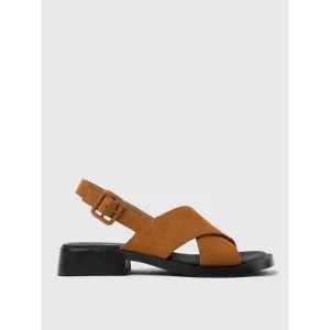 Camper Flat Leather Strap Sandals Women Brown
