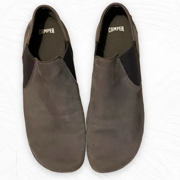 Camper Girl Grey Leather Slip On Shoes Flats 41 EU Gray 11US