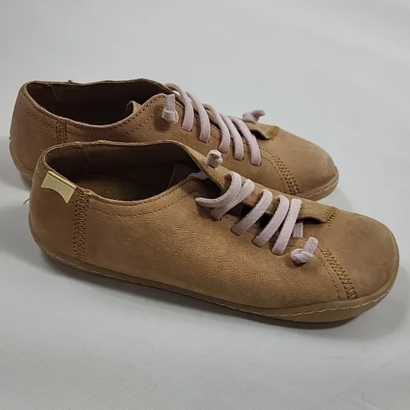 Camper Womens Casual Peu Cami Lace-Up Flat Fashion Sneakers Size 36 Tan