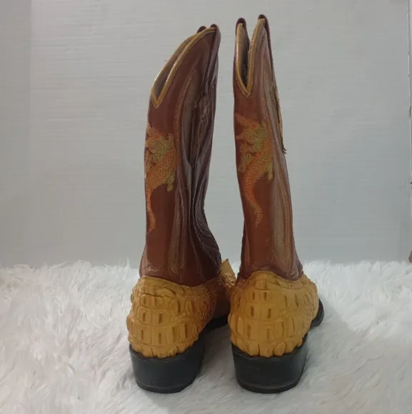 Campo Alegre Men's Western Boots Sz Mex 5 Usa 6  Brow/Yellow Leather  Alligator