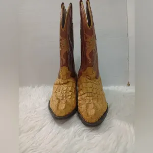 Campo Alegre Men's Western Boots Sz Mex 5 Usa 6  Brow/Yellow Leather  Alligator