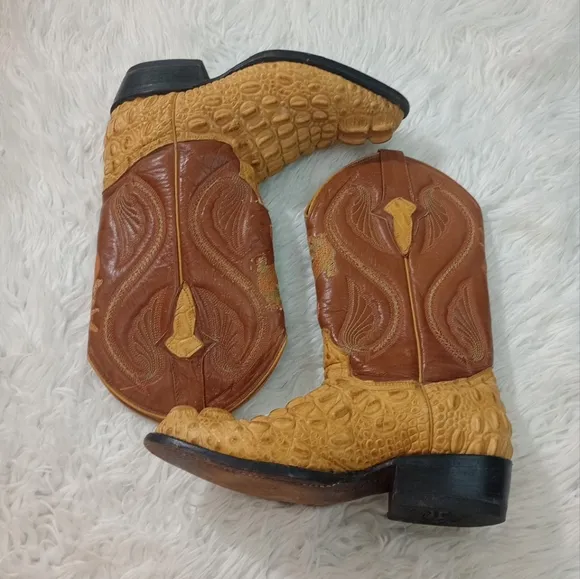 Campo Alegre Men's Western Boots Sz Mex 5 Usa 6  Brow/Yellow Leather  Alligator