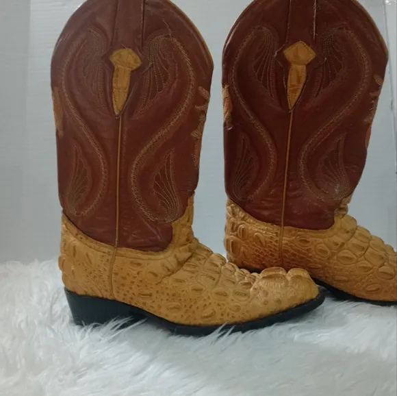 Campo Alegre Men's Western Boots Sz Mex 5 Usa 6  Brow/Yellow Leather  Alligator