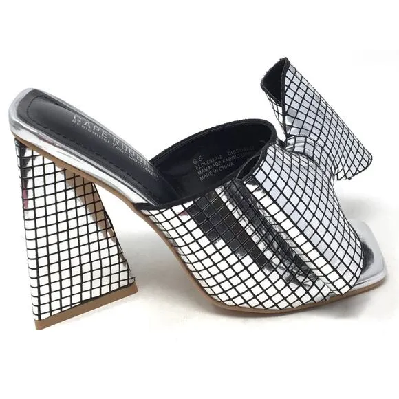 Cape Robbin Disco Ball Women's Size 6.5 Silver Oversized Bow High Heeled Sandals