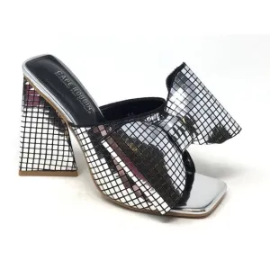 Cape Robbin Disco Ball Women's Size 6.5 Silver Oversized Bow High Heeled Sandals