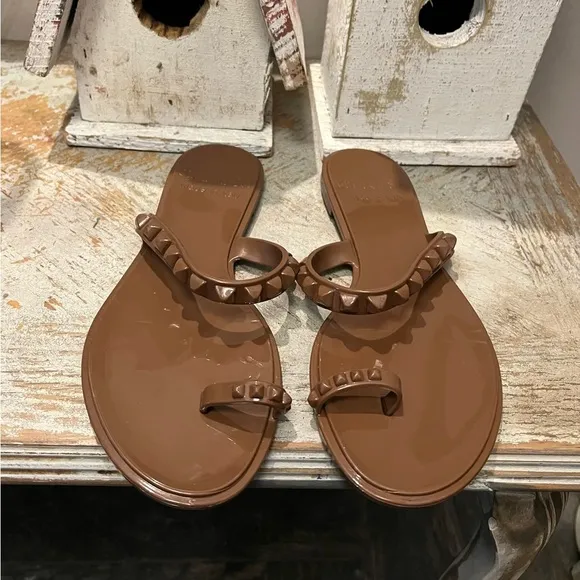 Carmen Sol Size 10 Maria Flat Brown Studded Sandals