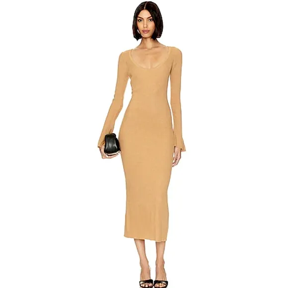 CAROLINE CONSTAS Collections Cassandra  Knit Dress in Camel