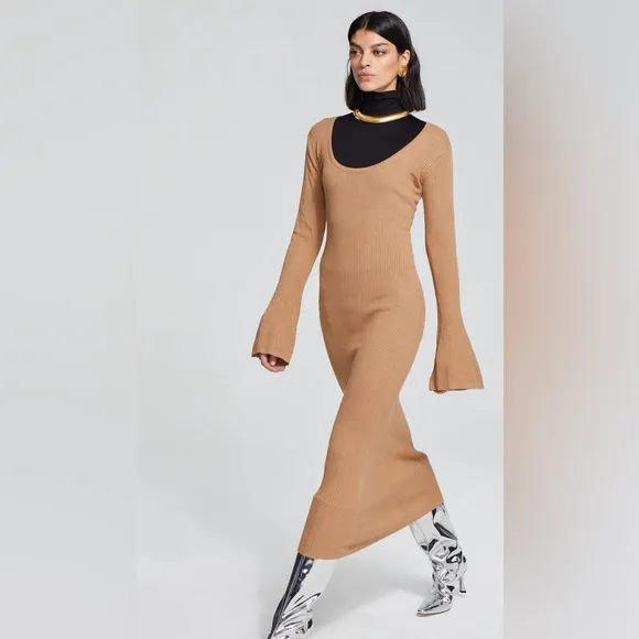 CAROLINE CONSTAS Collections Cassandra  Knit Dress in Camel