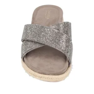 Carvela Comfort Slip on Silver Rhinestone Open Round Toe Sandals Size 7