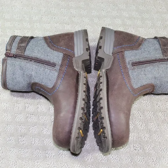 CAT Steel Toe Brown and Grey Leather Boots Size: 5.5