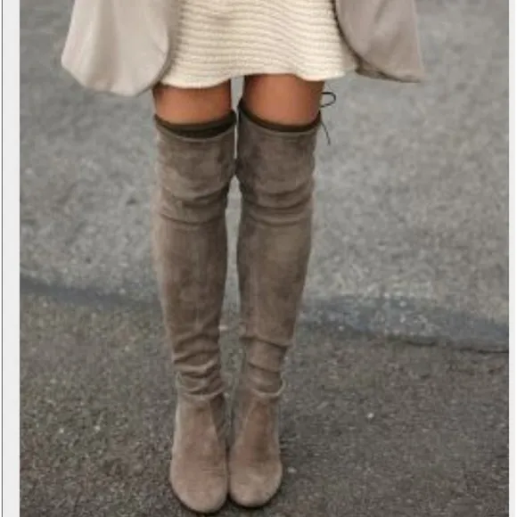 Catherine Malandrino Over the Knee Tan Suede Heeled‎ Boots Size 8.5
