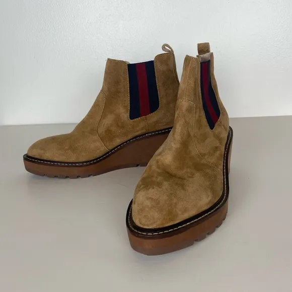 Cecelia New York Gemma Slip On Wedge Boots Size 6.5 M Color Brown Suede