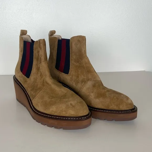 Cecelia New York Gemma Slip On Wedge Boots Size 6.5 M Color Brown Suede