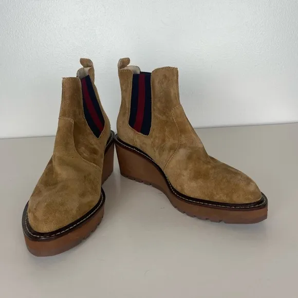 Cecelia New York Gemma Slip On Wedge Boots Size 6.5 M Color Brown Suede