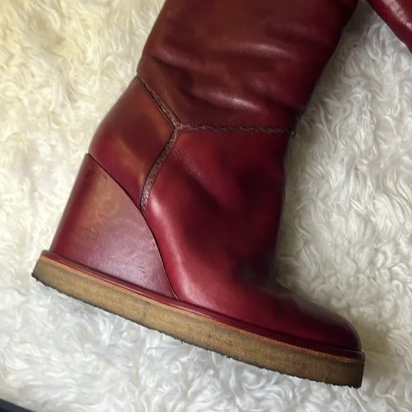 Celine red leather boots euro 36 US 5