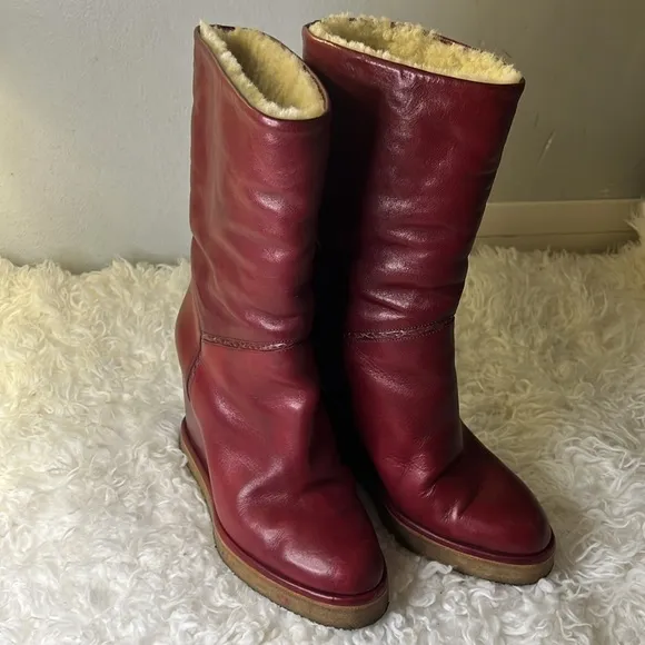 Celine red leather boots euro 36 US 5