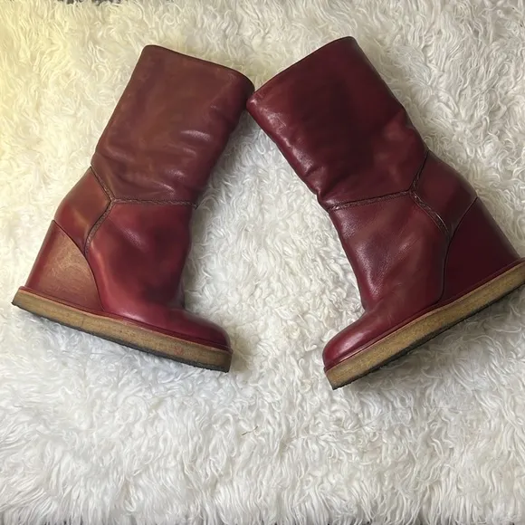 Celine red leather boots euro 36 US 5