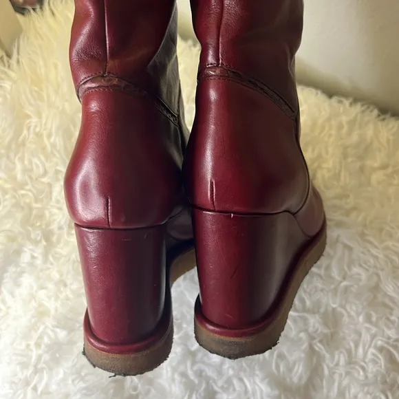 Celine red leather boots euro 36 US 5