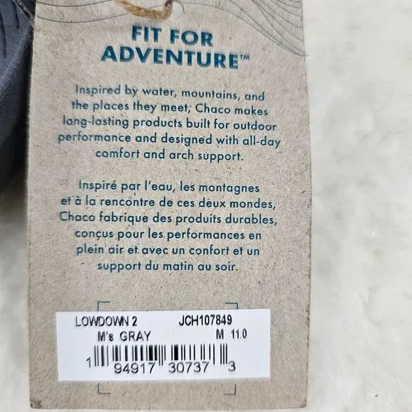 Chaco Lowdown 2 Gray Sandals NWT Men's Size 11