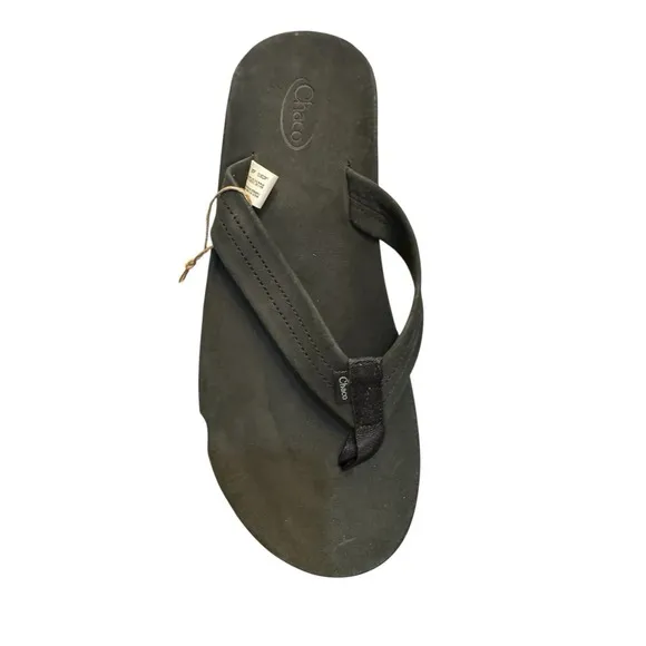 Chaco Men's Classic Leather Flip Thong Sandals Black Noir Size 10 New Gorpcore