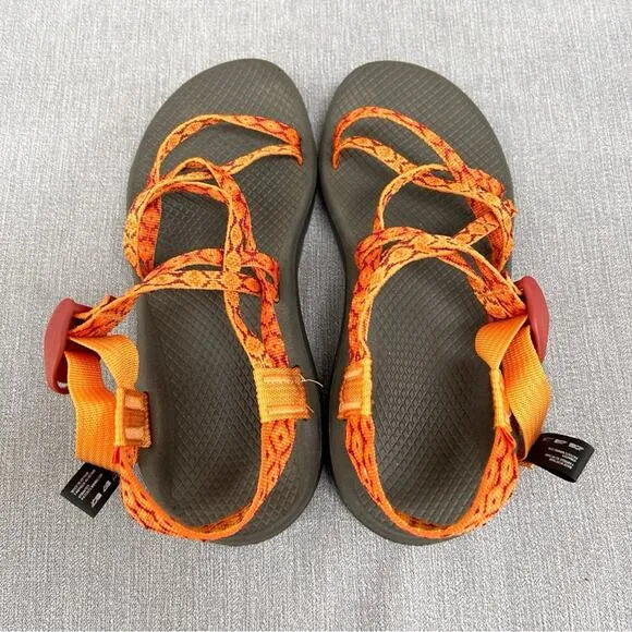 Chaco Womens Z/Cloud X Sandals in Decor Poppy Orange Strappy size 8