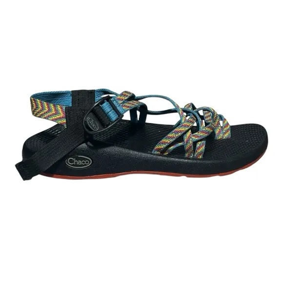 Chaco Women's ZX2 Classic Sandals Blue Yellow Pink Size 8 US - GENTLY USED
