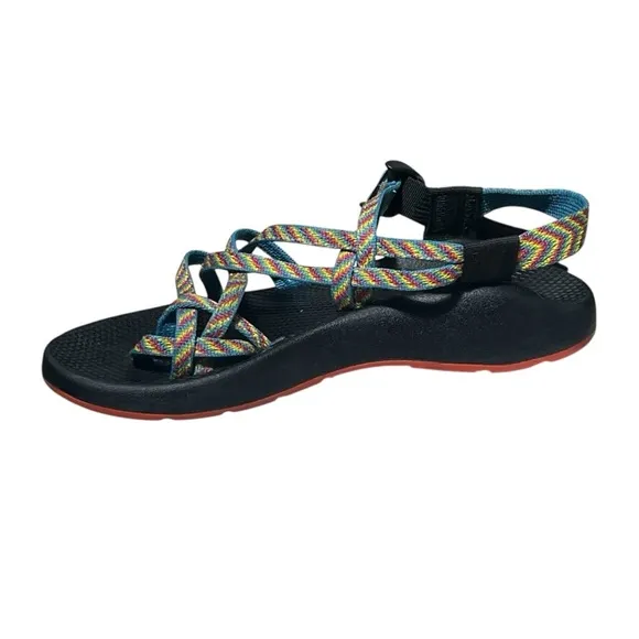 Chaco Women's ZX2 Classic Sandals Blue Yellow Pink Size 8 US - GENTLY USED
