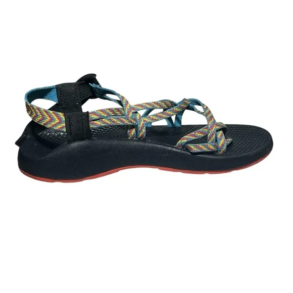 Chaco Women's ZX2 Classic Sandals Blue Yellow Pink Size 8 US - GENTLY USED