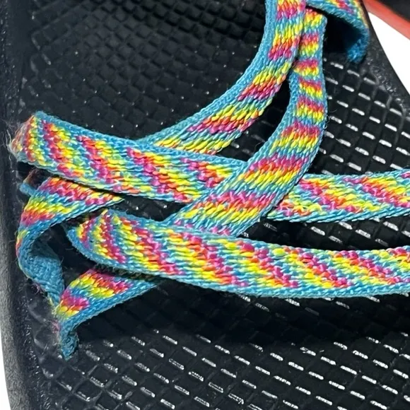 Chaco Women's ZX2 Classic Sandals Blue Yellow Pink Size 8 US - GENTLY USED
