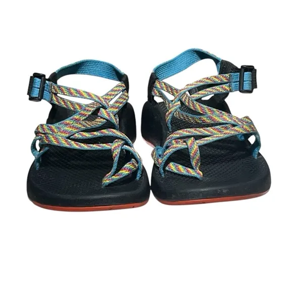 Chaco Women's ZX2 Classic Sandals Blue Yellow Pink Size 8 US - GENTLY USED