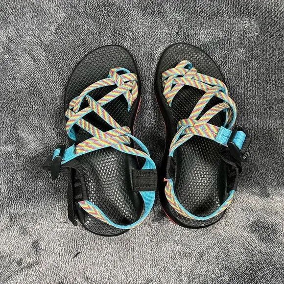 🖤 Chaco ZX/2 Classic Fiesta Rainbow Stripe Toe Loop Strappy Sandals Women Sz 6