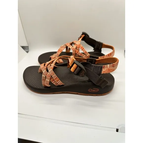 CHACO ZX/2 Classic Womens Sport Sandals Orange Plaid Hiking Size: 7