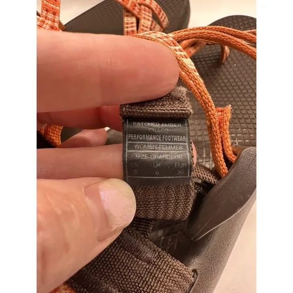 CHACO ZX/2 Classic Womens Sport Sandals Orange Plaid Hiking Size: 7