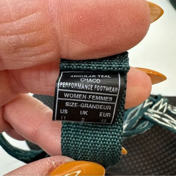 CHACO ZX/2 CLASSIC Angular Teal Pattern Sandals Size 11