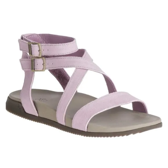 Chaco’s Suede Leather Rose Gladiator Sandals, Double Gold Buckle Women's Size 7