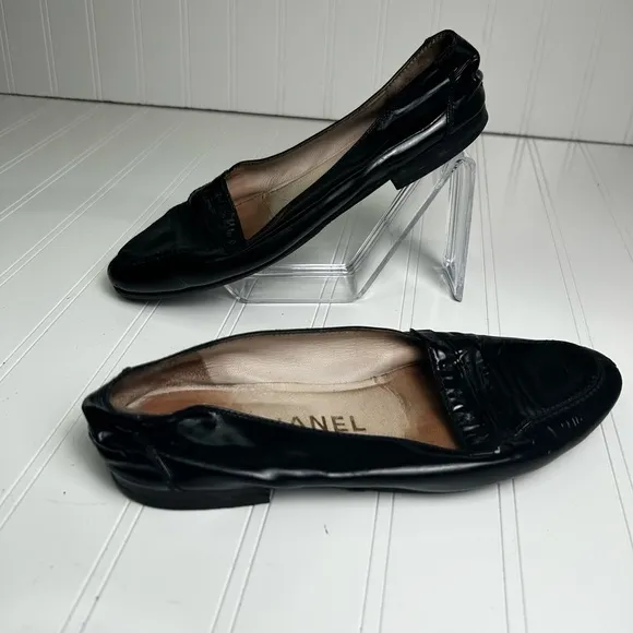 Chanel Black Leather Moccasin Loafers Women’s 36.5