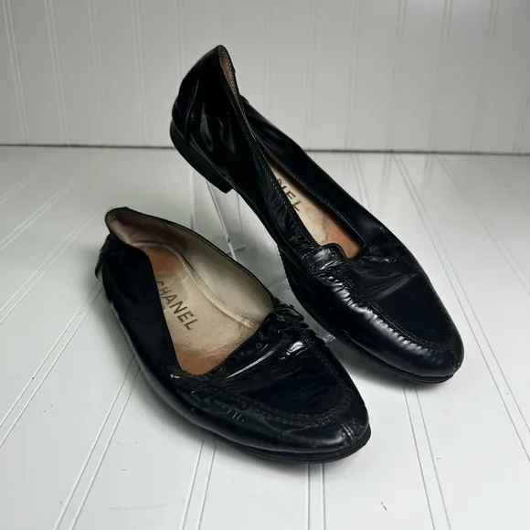 Chanel Black Leather Moccasin Loafers Women’s 36.5