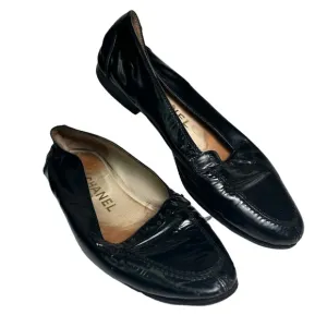 Chanel Black Leather Moccasin Loafers Women’s 36.5