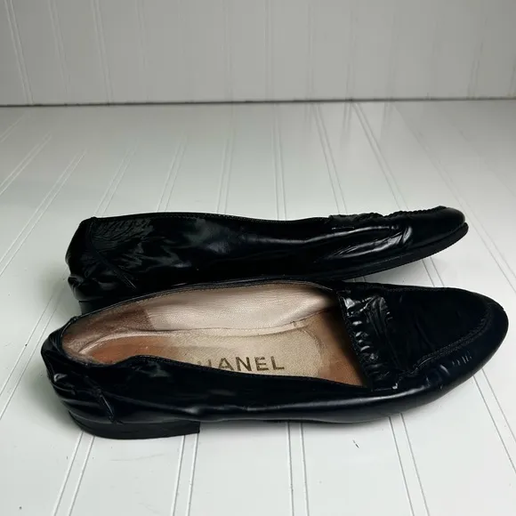 Chanel Black Leather Moccasin Loafers Women’s 36.5