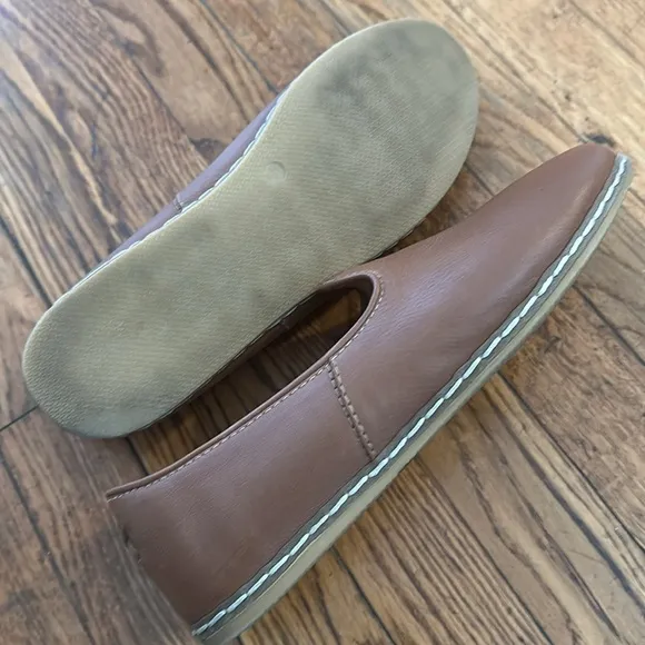 Charix Istanbul cognac Slip On Loafers mule leather hand crafted size 41