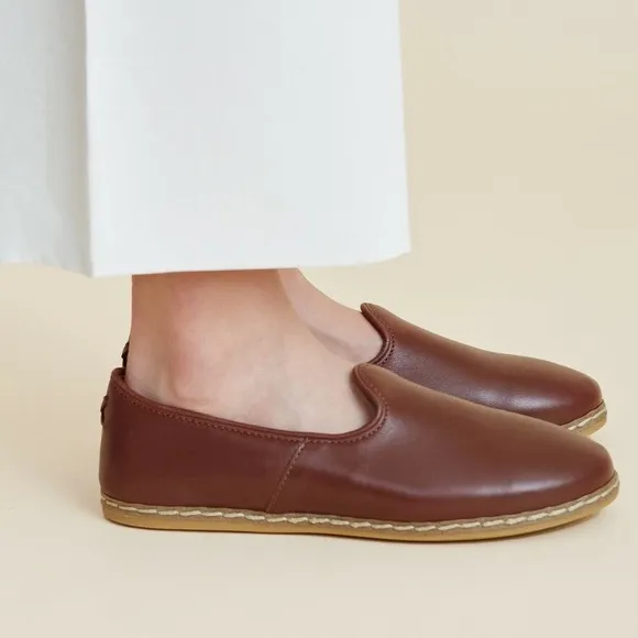 Charix Istanbul cognac Slip On Loafers mule leather hand crafted size 41