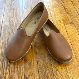 Charix Istanbul cognac Slip On Loafers mule leather hand crafted size 41