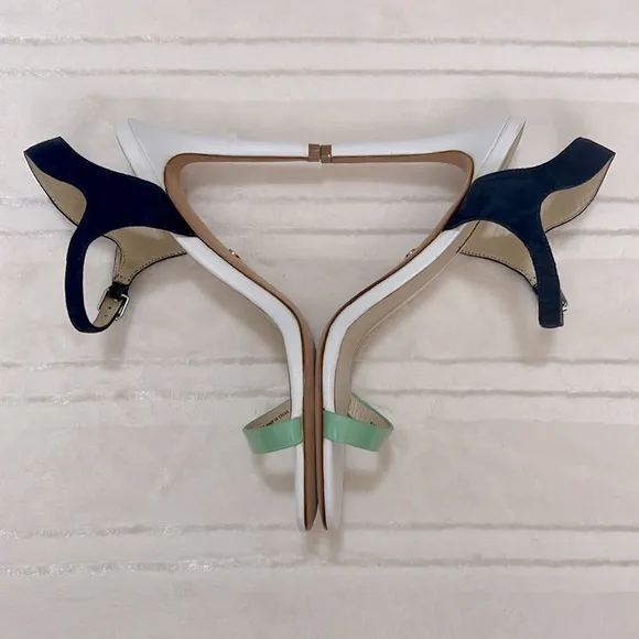 Charles David Colorblock High Heel Sandals White Blue Green